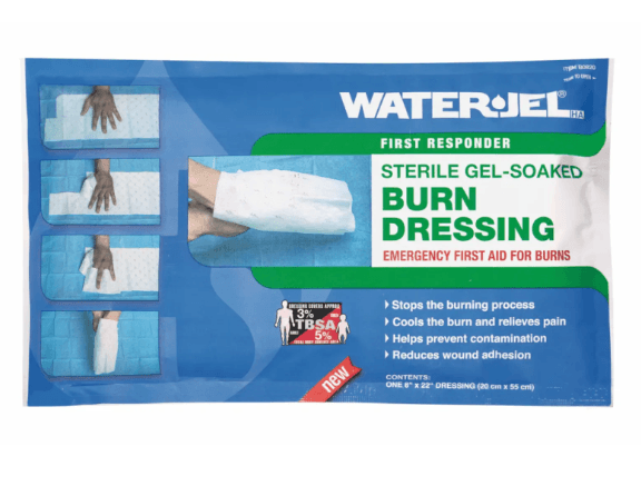Brännskadeförband mot brännskador på handen, från märket Water-Jel.