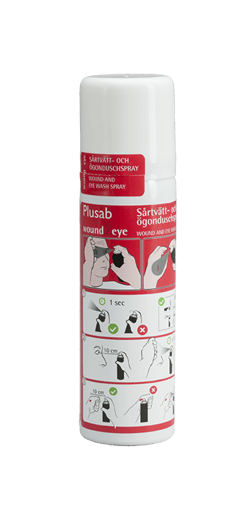 En spray för ögondusch och sårtvätt