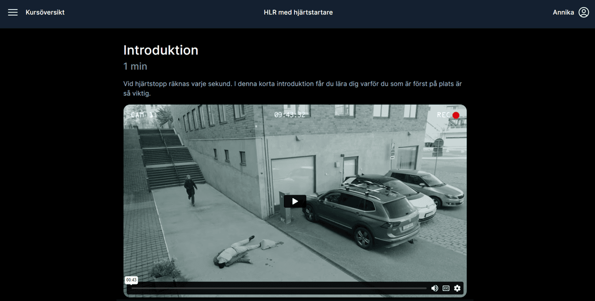 Webbutbildning HLR Vuxen Elsa