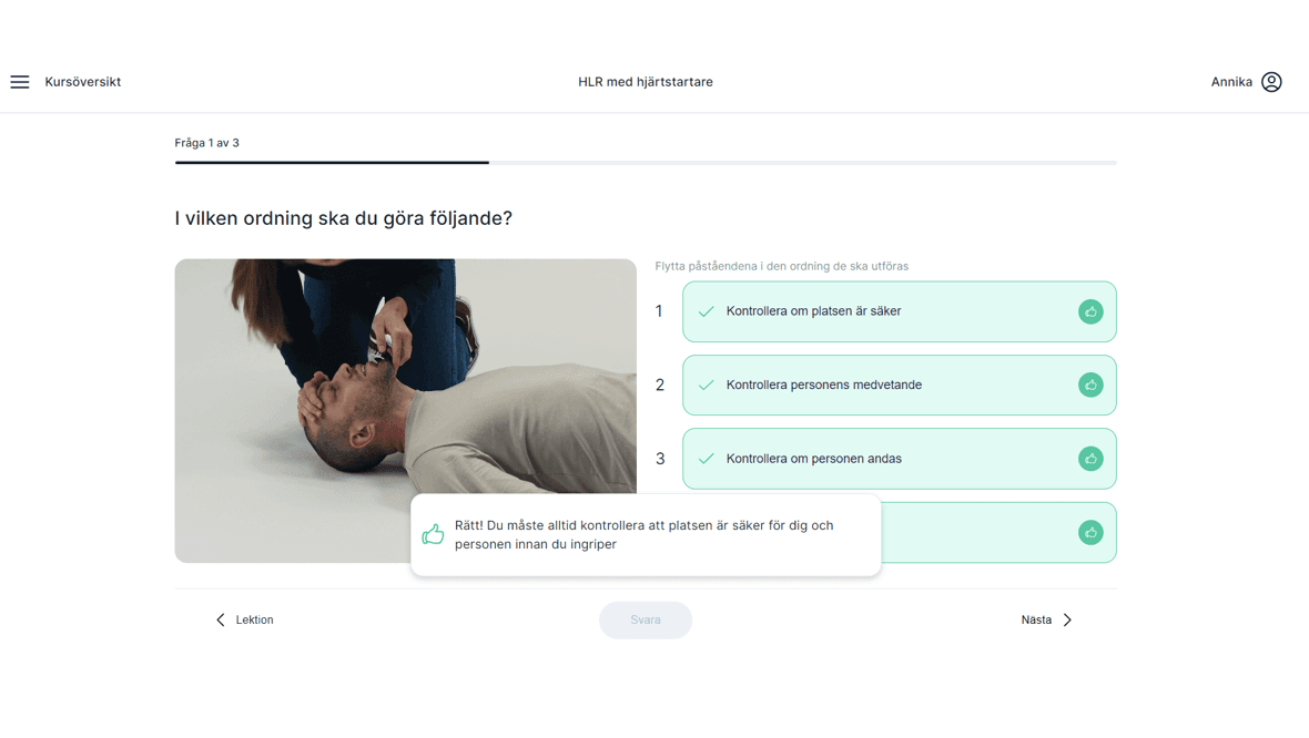 Webbutbildning HLR Vuxen Elsa