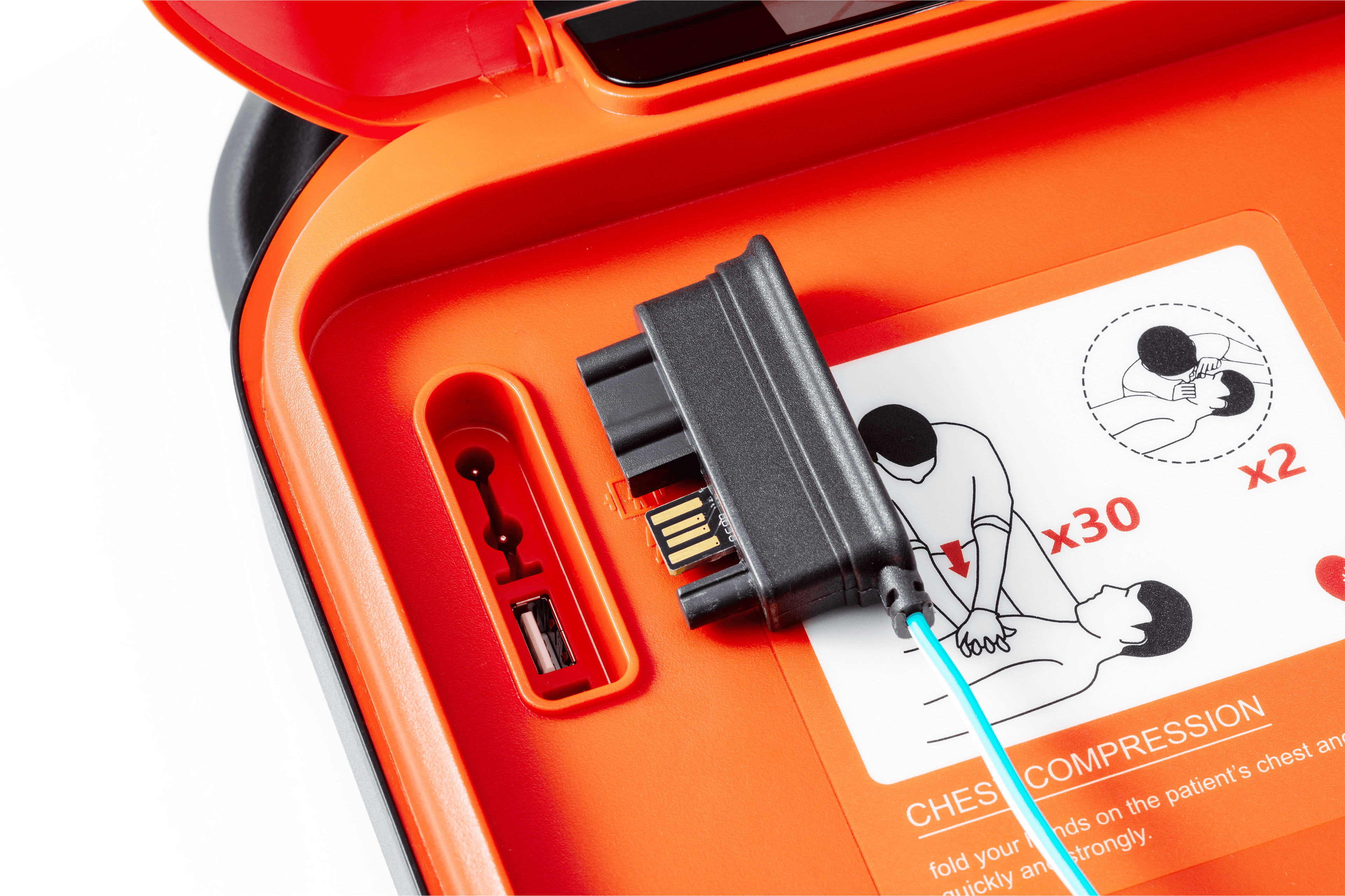 Närbild på hjärtstartare HeartSave YA