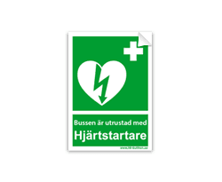 Klisterdekal - Bussen är utrustad med hjärtstartare