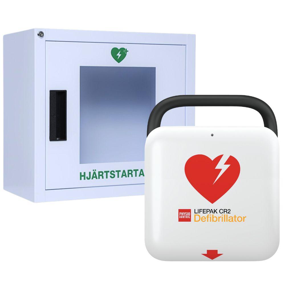 Hjärtstartaren Lifepak CR2 vitt larmat skåp