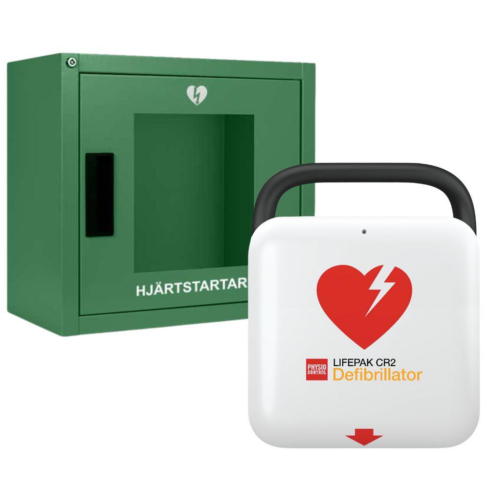 LIFEPAK CR2 tvåspråkig med grönt larmat inomhusskåp