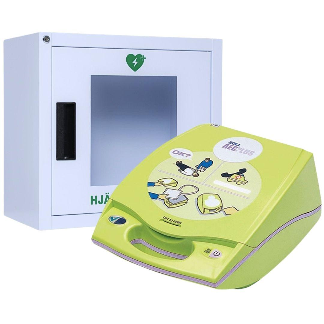 Zoll AED Plus med larmat inomhusskåp (vitt)