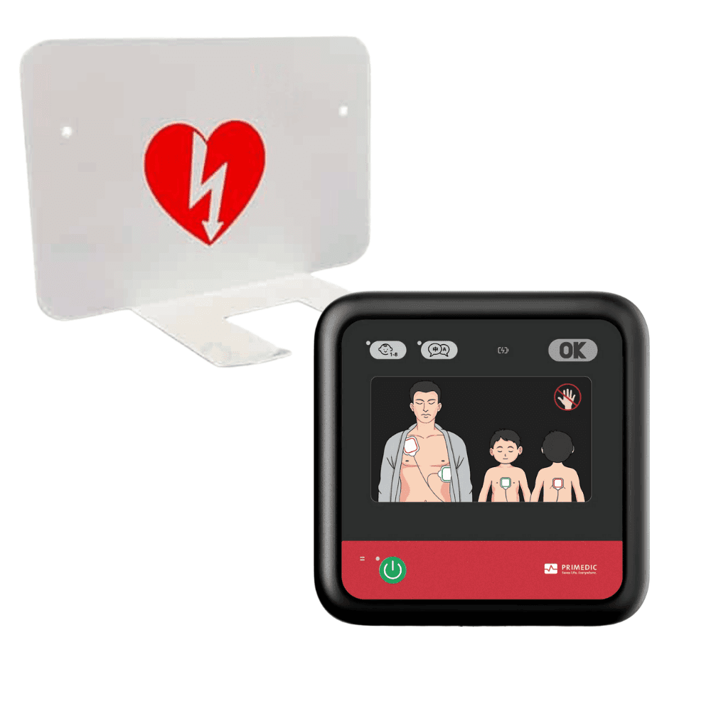 Heartsave myPAD Go med väggfäste