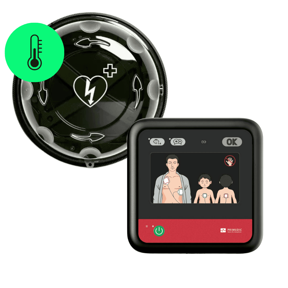 Heartsave myPAD Go med Rotaid Solid Plus väggskåp med värme