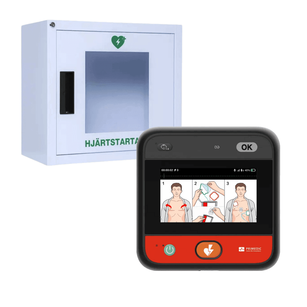 Heartsave myPAD Smart med vitt inomhusskåp