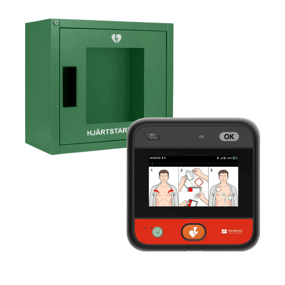 Heartsave myPAD Smart med grönt inomhusskåp