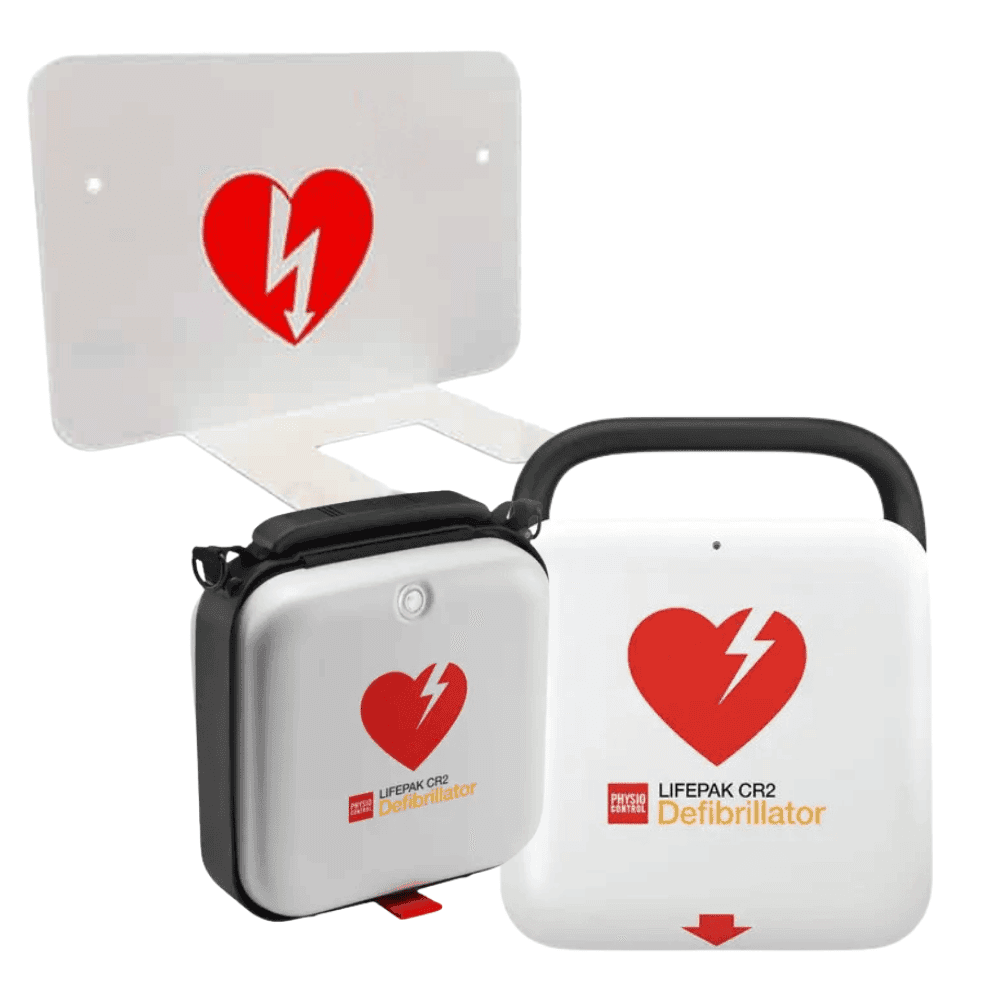 Hjärtstartaren med bärväska och väggfäste