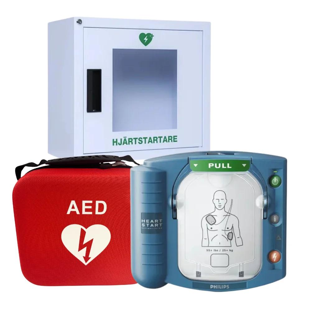 Hjärtstartare med bärväska och väggskåp