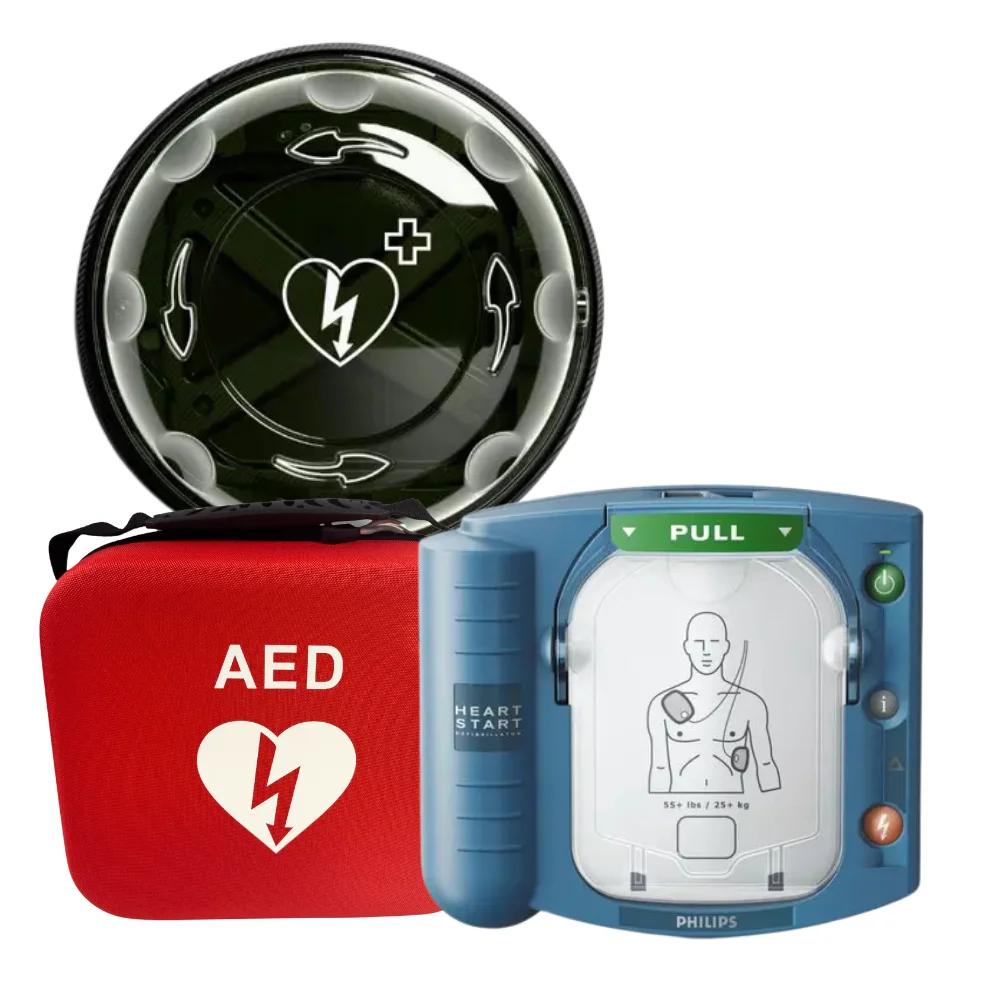 Hjärtstartare med väska och inomhusskåp