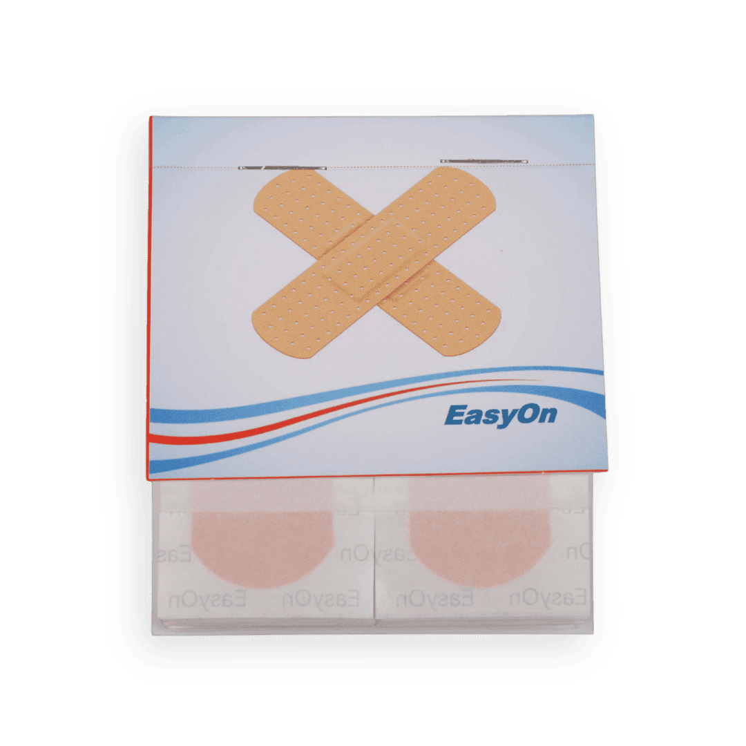 Beige textilplåster 25 × 72 mm för mindre sår och första hjälpen.