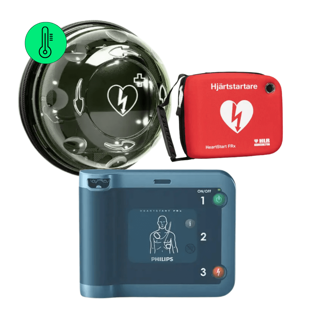 Hjärtstartare philips hs1 med rotaid utomhusskåp och väska