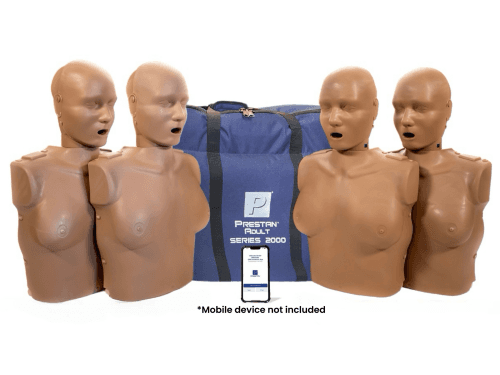 Prestan HLR-docka vuxen kvinna mörk hud 4-pack för realistisk HLR-träning och utbildning i hjärt-lungräddning.