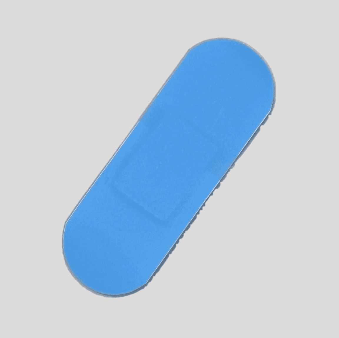 Ett blått plastplåster