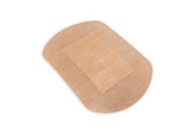 Ett beige plåster i nonwoven-material med rundade hörn