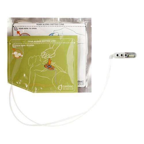 Förpackade vuxenelektroder till Powerheart AED G5 med ansluten HLR-feedbacksensor.