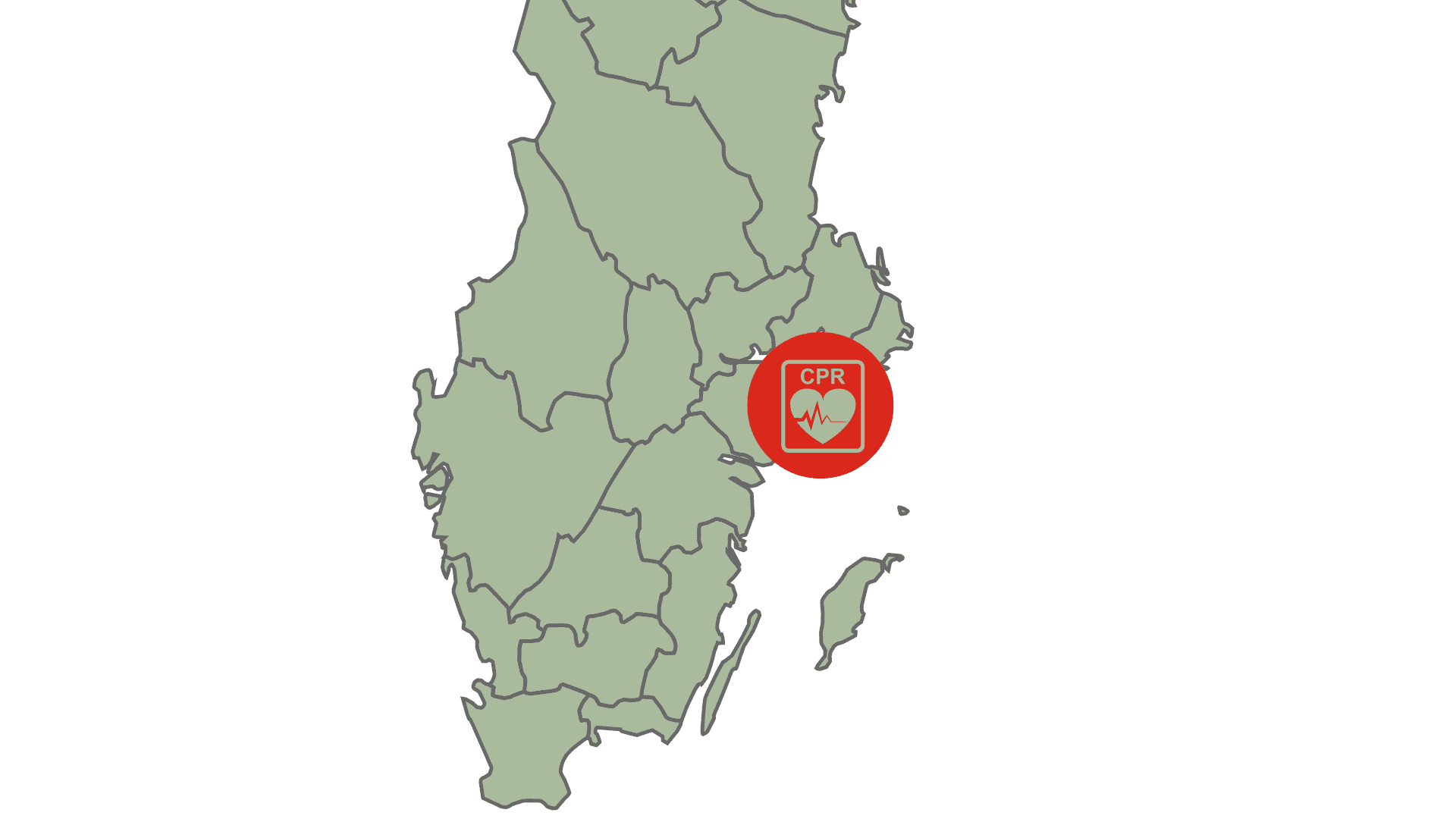 Sverigekarta med Stockholm inringat